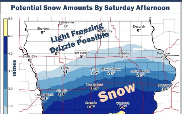 Portions of southern Iowa expecting up to half-foot of snow