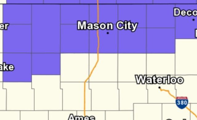 WINTER WEATHER ADVISORY for most of north-central Iowa until noon